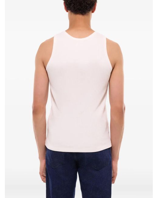 Fursac Pink Ribbed Cotton Vest for men