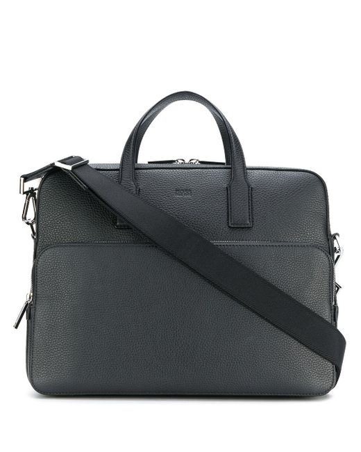 BOSS by HUGO BOSS Leather Crosstown Briefcase in Black for Men | Lyst UK