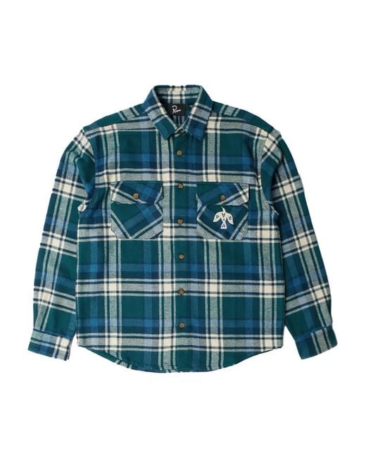 by Parra Blue Crow Ls Flannel Checked Shirt for men