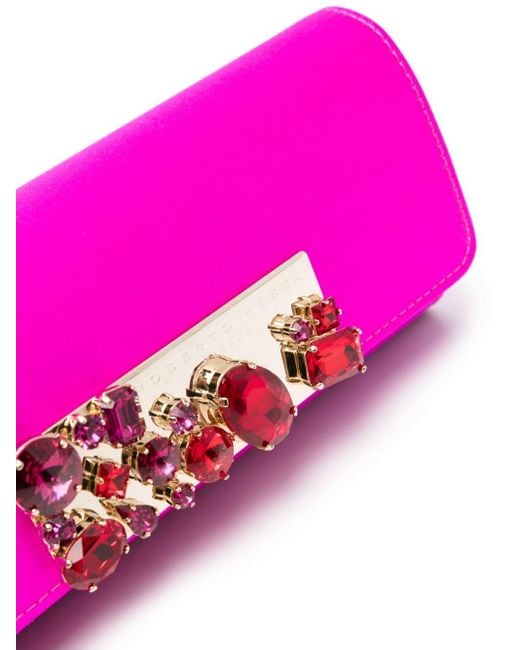Minaudière en satin à détails de cristaux Roberto Festa en coloris Pink
