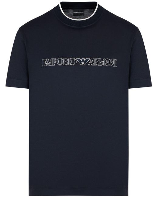Emporio Armani ASV T-Shirt mit Logo-Stickerei in Blue für Herren