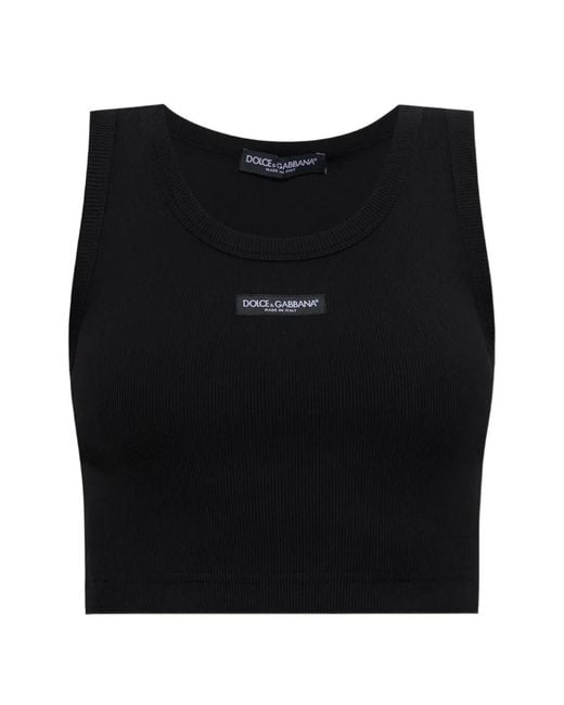 Dolce & Gabbana Black Ribbed Cropped Top