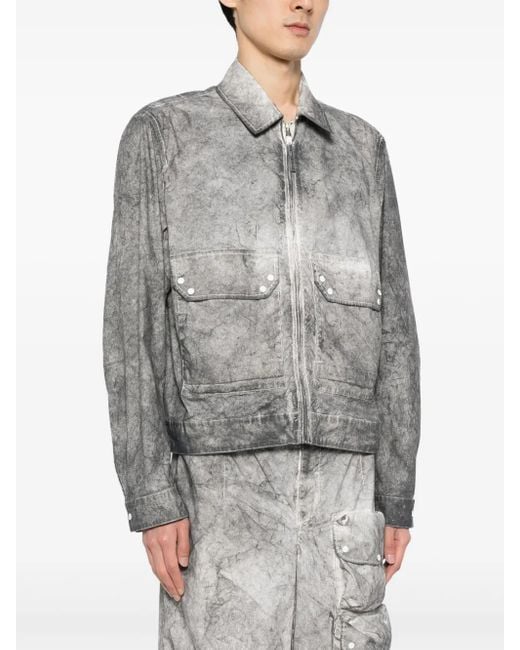 C P Company Shirtjack Met Gerafeld Effect in het Gray voor heren