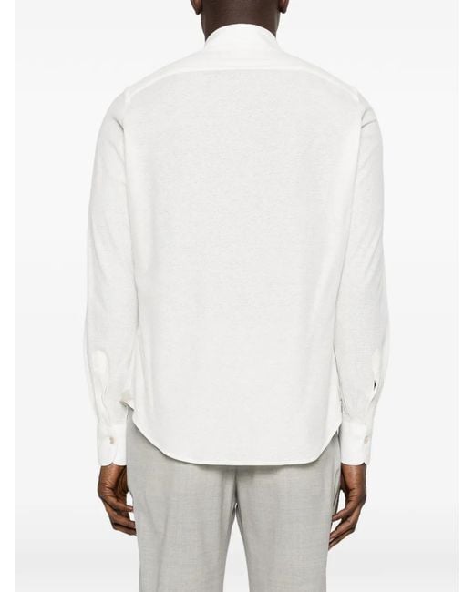 Eleventy White Textured Buttoned Shirt for men