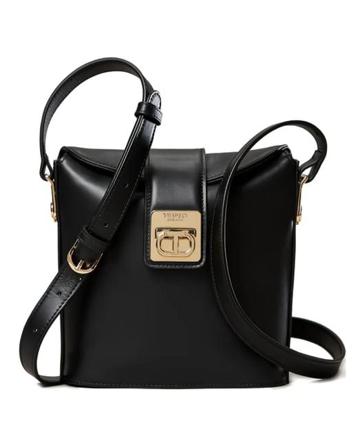 Twinset Black Flap-Lock Bucket Bag