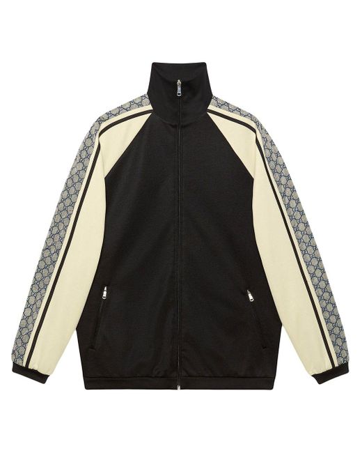 メンズ Gucci 【公式】 (グッチ)オーバーサイズ テクニカルジャージー ジャケットブラック/ホワイト テクニカルジャージーブラック Black