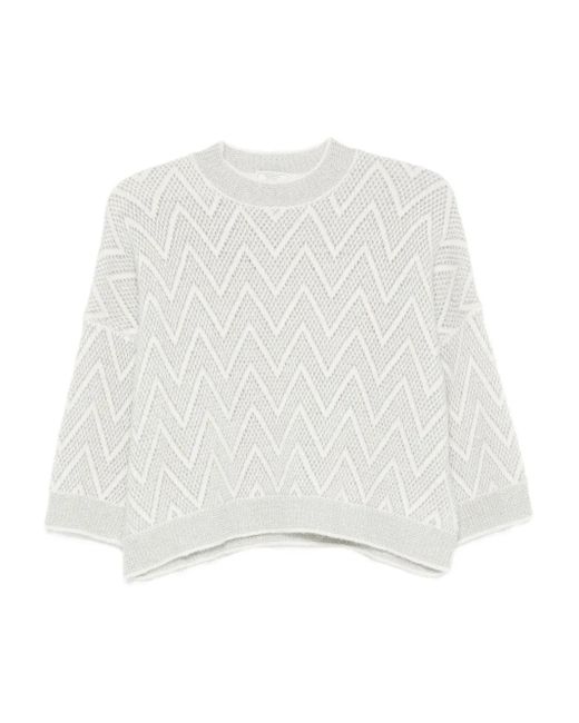 Peserico Trui Met Chevron Patroon in het White