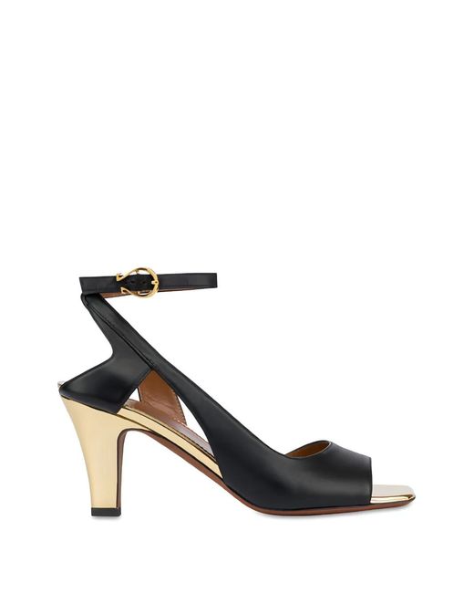 Pollini Black Muse Ankle-Strap Heeled Sandals