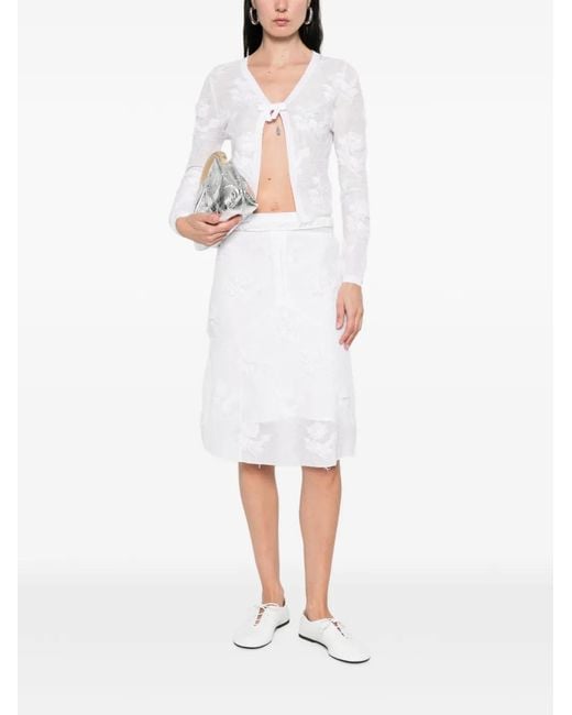 ShuShu/Tong White Threadwork Bow Cardigan