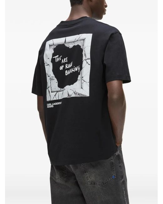 Karl Lagerfeld Black Graphic-Print T-Shirt for men