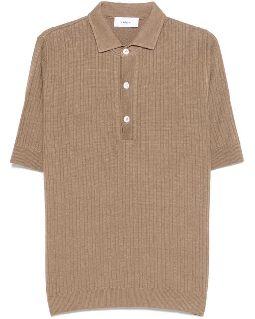 メンズ Lardini リブ ポロシャツ Natural