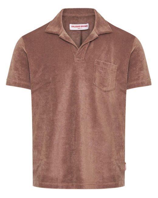Orlebar Brown Brown Short-sleeve Terry-cloth Polo Shirt for men