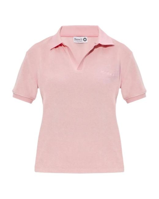 Camiseta Con Logo Bordado Hunza G de color Pink