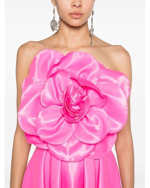 Robe mi-longue à fleurs appliquées Nissa en coloris Pink