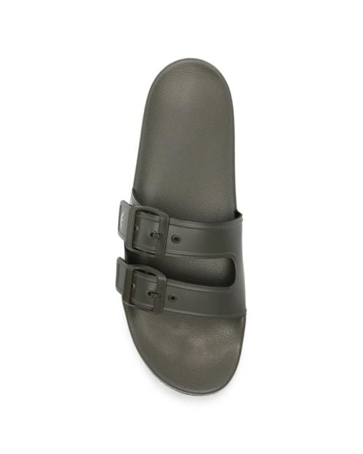 Emporio Armani Green Buckle-Strap Slides for men