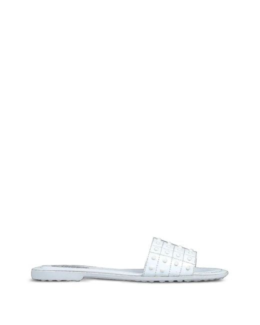 Tod's White Gomma Studded Leather Sandals