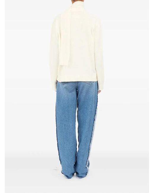 MM6 by Maison Margiela White Scarf-Detail Button-Up Cardigan