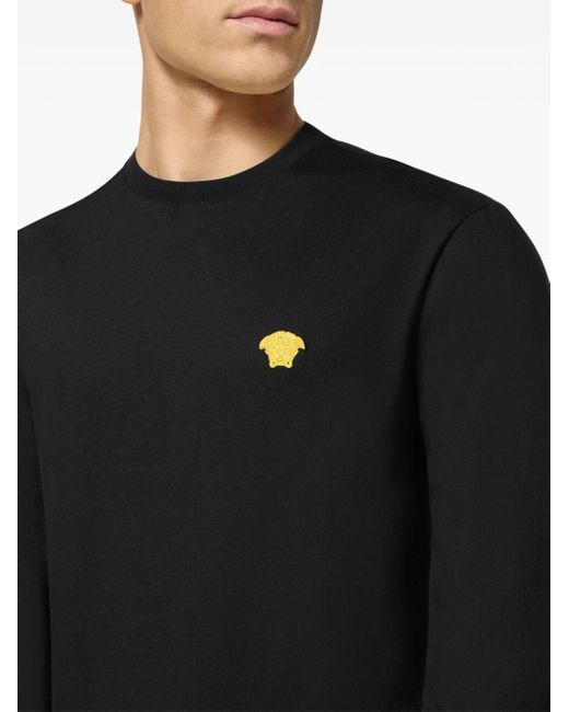 Versace Black Medusa-embroidered T-shirt for men