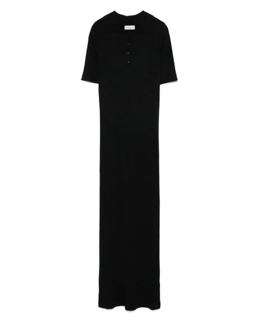 LeKasha Black Ribbed-Knit Maxi Dress