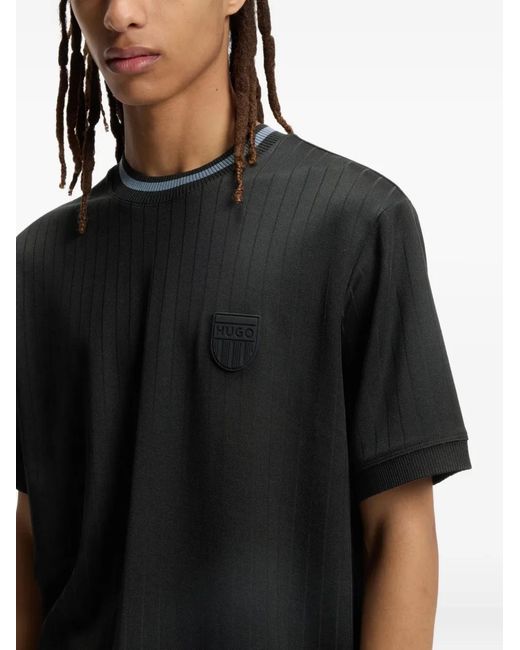 HUGO Black Logo-Patch T-Shirt for men
