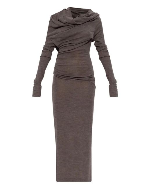 Entire studios Gray Cowl-neck draped dress
