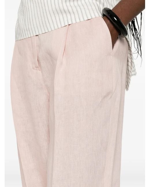 Marella Pink Pleated Linen Trousers