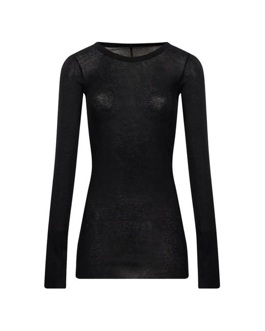 Rick Owens Black Semi-Sheer Long-Sleeve T-Shirt