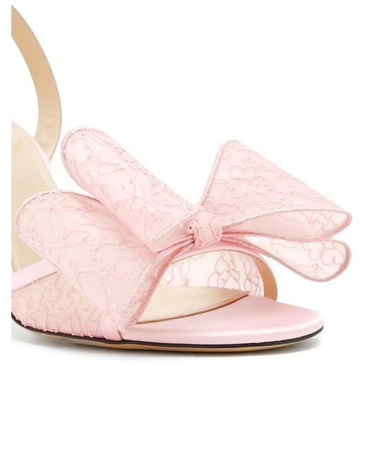 Mach & Mach Pink Le Cadeau Bow-Detail Lace Sandals