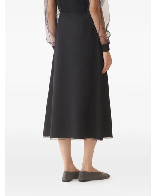 Fabiana Filippi Black Mesh-Hem Midi Skirt