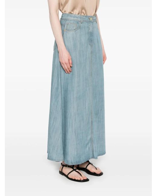 Kaos Blue A-Line Midi Skirt
