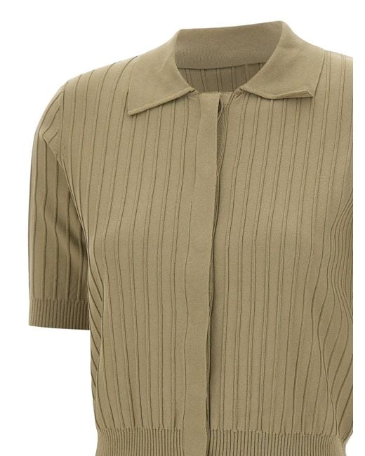 Liu Jo Green Rib Knit Short-Sleeve Cardigan