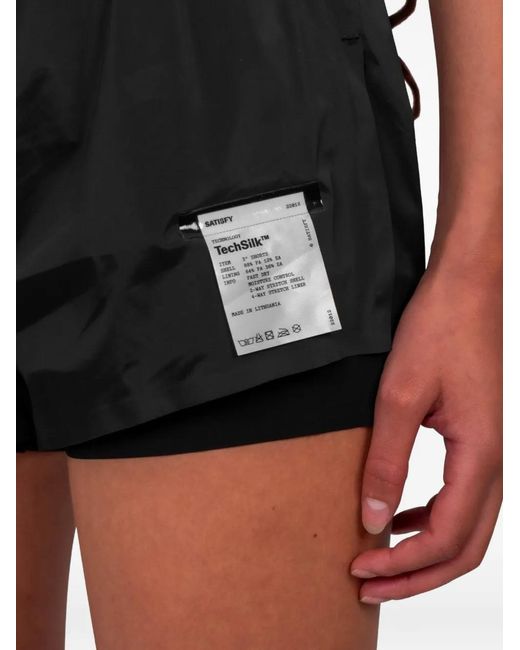 Satisfy Black Layered-Design Shorts