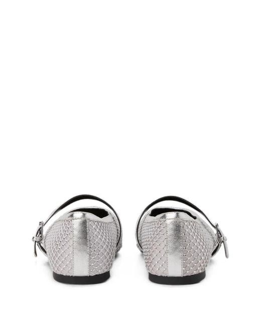 Karl Lagerfeld White Karo Gemstone Mary Jane Flats