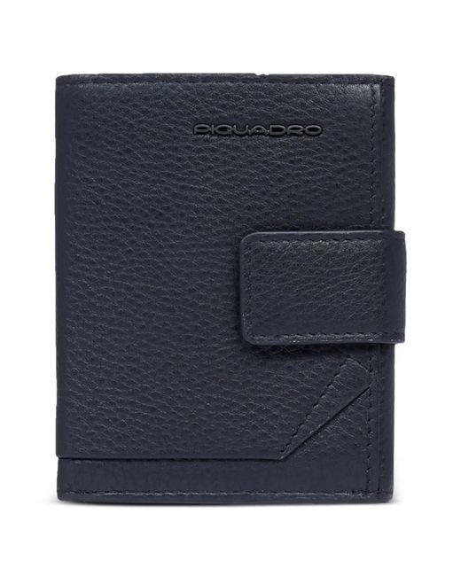 Piquadro Blue Portefeuille En Cuir Grainé