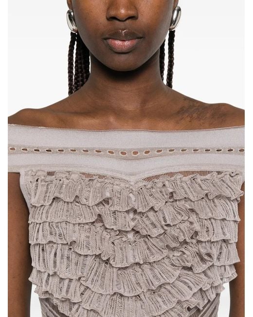 Antonino Valenti Pink Ruffled-Panel Maxi Dress