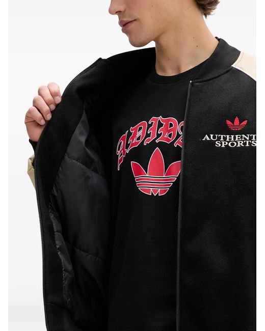 Adidas Black Sst Logo-Embroidered Bomber Jacket for men