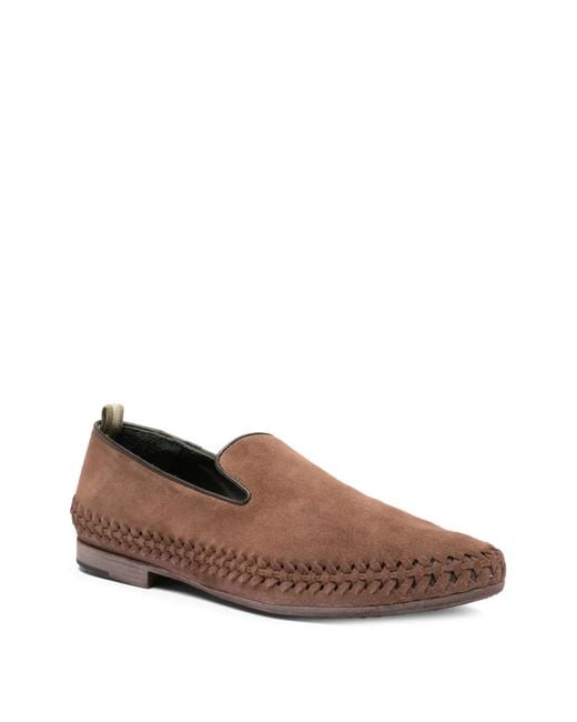 Officine Creative Brown Nazar 001 Woven-Detail Loafers for men