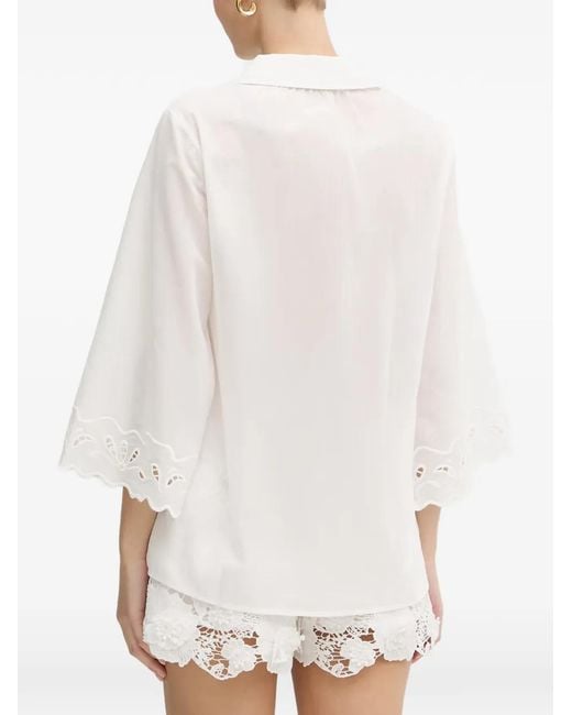 Bardot White Aleria Broderie-Anglaise Scalloped Shirt