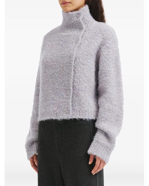 B+ AB Gray Button High-Neck Cardigan
