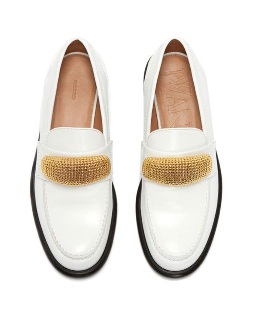 J.W. Anderson White Embellished Leather Loafers for men