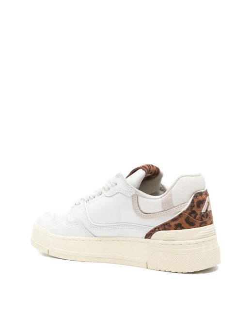 Autry White Clc Leopard-Print Sneakers