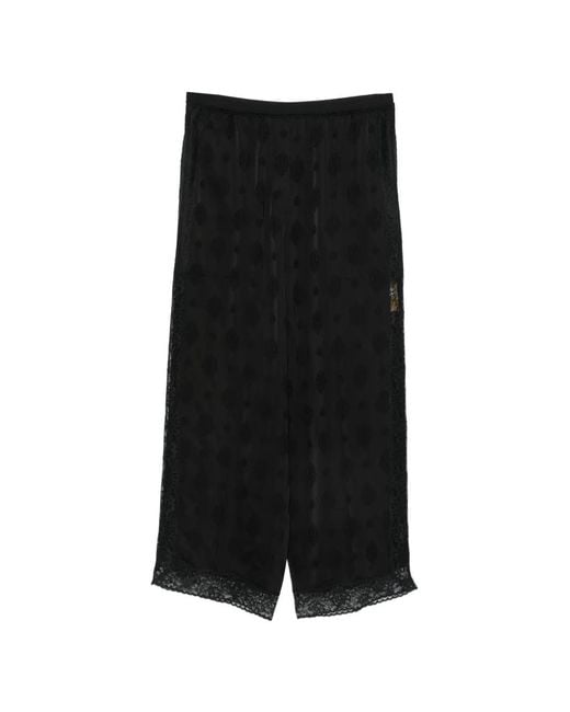 Sandro Black Lace-Trim Palazzo Pants