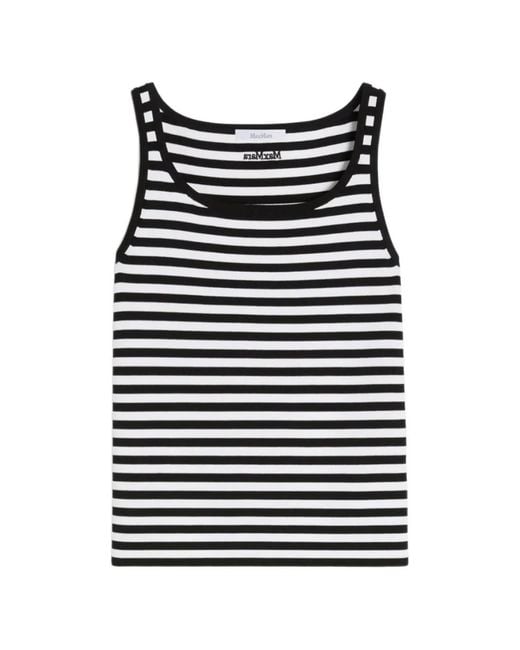 Max Mara Black Striped Trim Top
