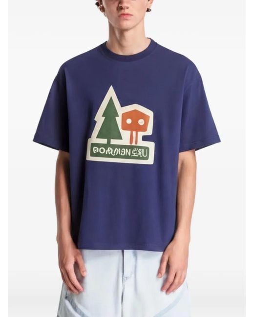 Napapijri Blue Trahus Graphic-Patch T-Shirt for men