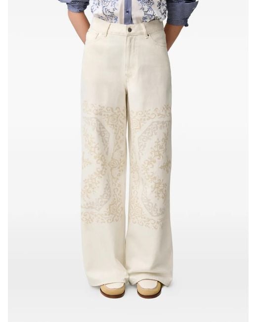 Claudie Pierlot White Cp Embroidered Denim Jeans