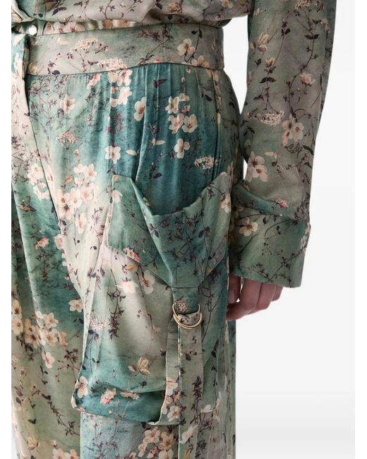 Liu Jo Green Printed Satin Trousers