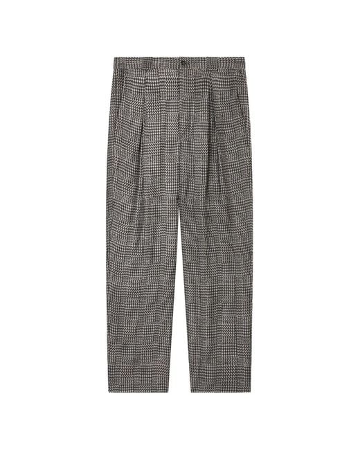 Giorgio Armani Gray Pleated Houndstooth Trousers for men