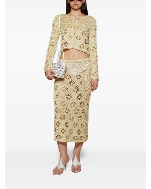 Calle Del Mar White Floral Crochet Cardigan