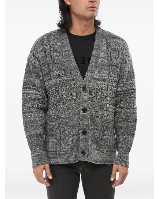 Roberto Collina Gray Cable-Knit Cardigan for men