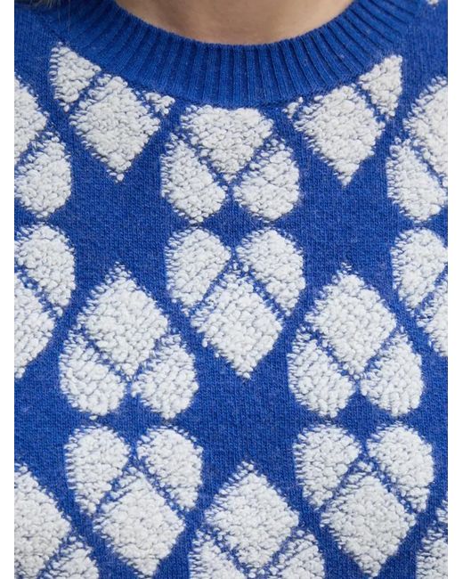 Benetton Blue Argyle Pattern Sweater